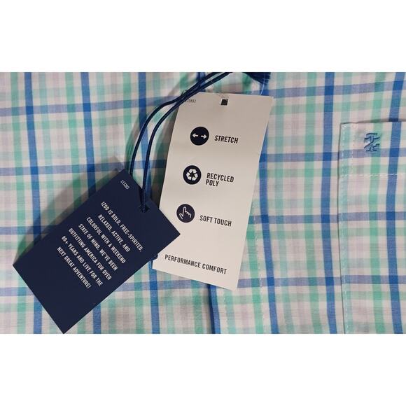 IZOD Performance Comfort Dress Shirt Men's sz S Blue Plaid Button Up - Picture 7 of 8